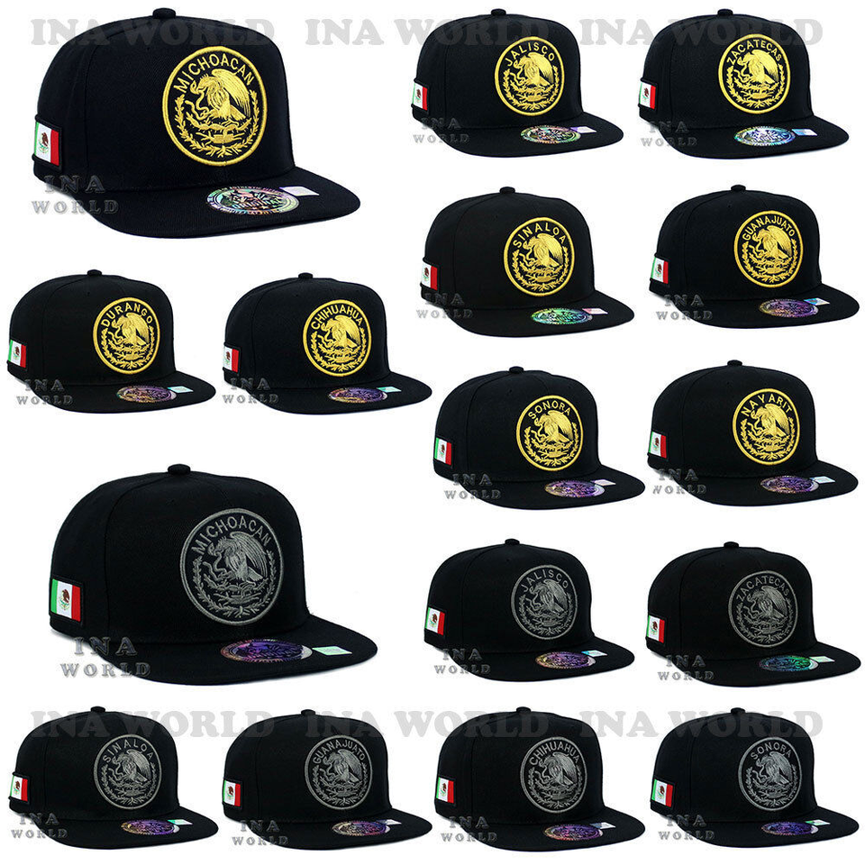 MEXICAN Hat MEXICO Federal Logo State Embroidery Snapback Flat Bill Baseball Cap
