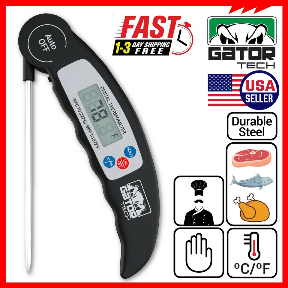 Digital Electronic Food Meat Thermometer LED Kitchen Cooking BBQ Grill Foldable