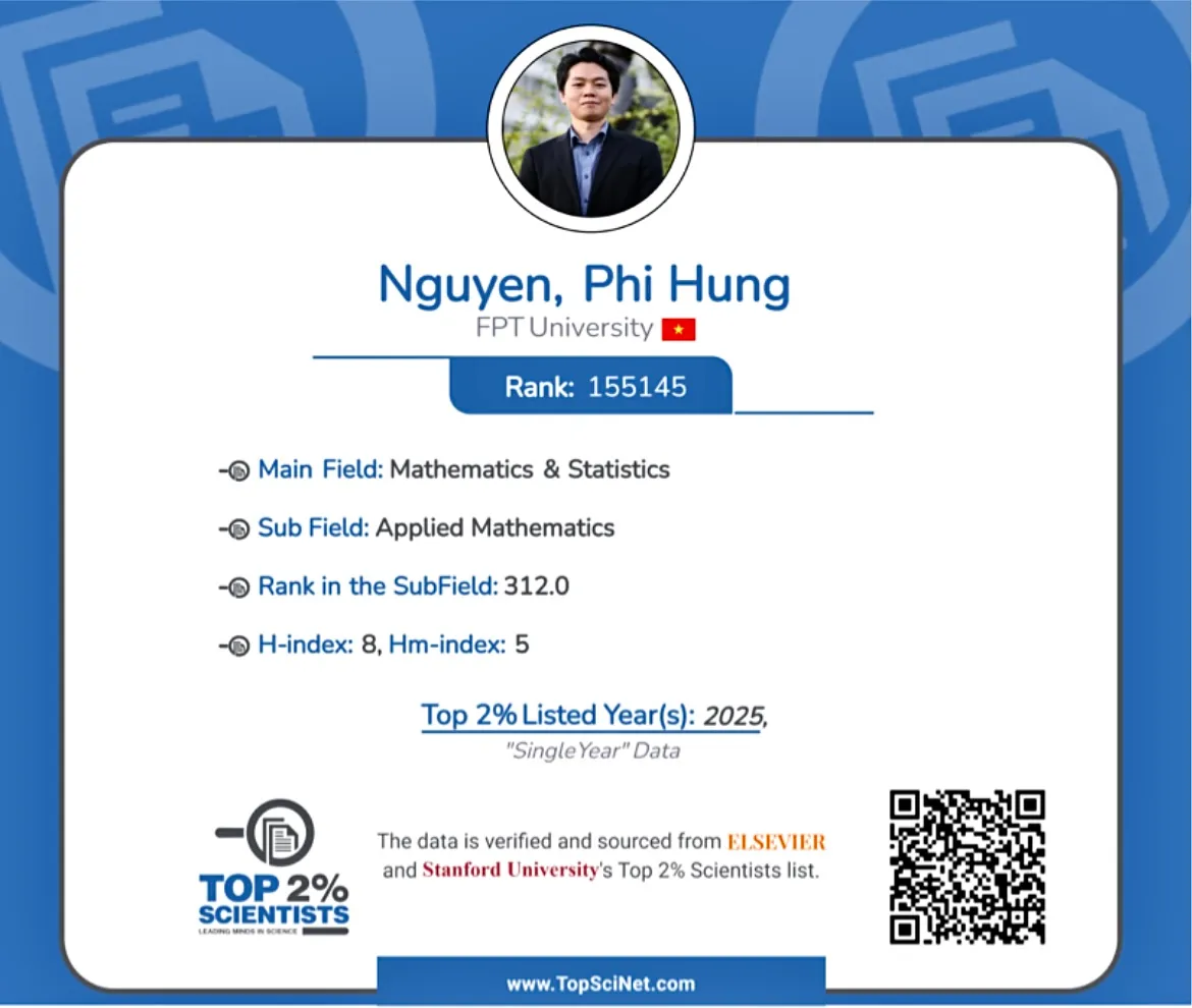 Giảng viên người Việt lọt Top 2% nhà khoa học có ảnh hưởng nhất thế giới 2025 - Ảnh 1.