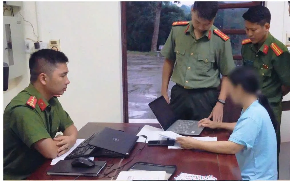 Các đối tượng tại cơ quan Công an. Ảnh: CA Phú Thọ